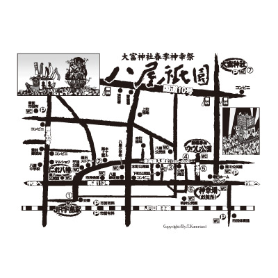 大富神社神幸祭八屋祇園の会場マップ